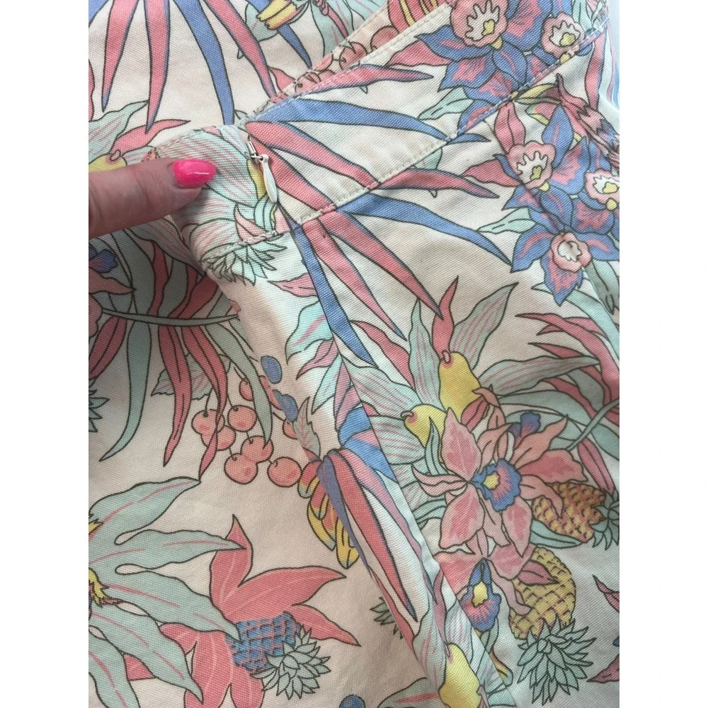 Talbots‎ Women's Skirt Sz 8 Multicolor Tropical Slit Back Zip Pencil W16 L19